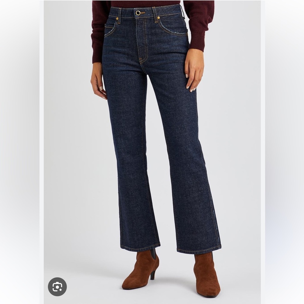 - KHAITE Vivían Bootcut Cropped Jeans Dark Wash size 25
